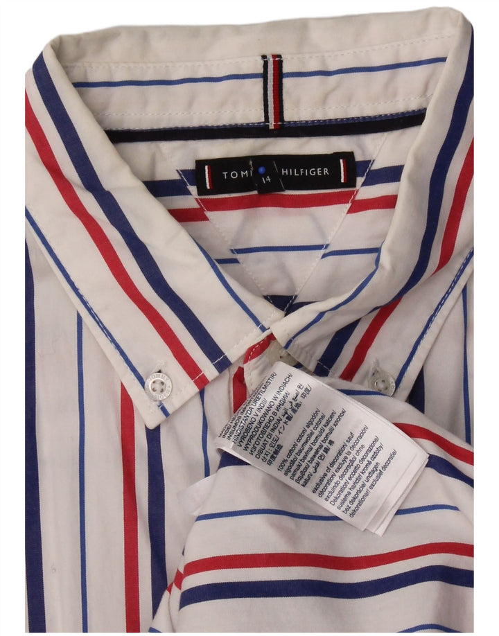 TOMMY HILFIGER Camisa para niño 13-14 años Blanco Algodón a rayas diplomáticas
