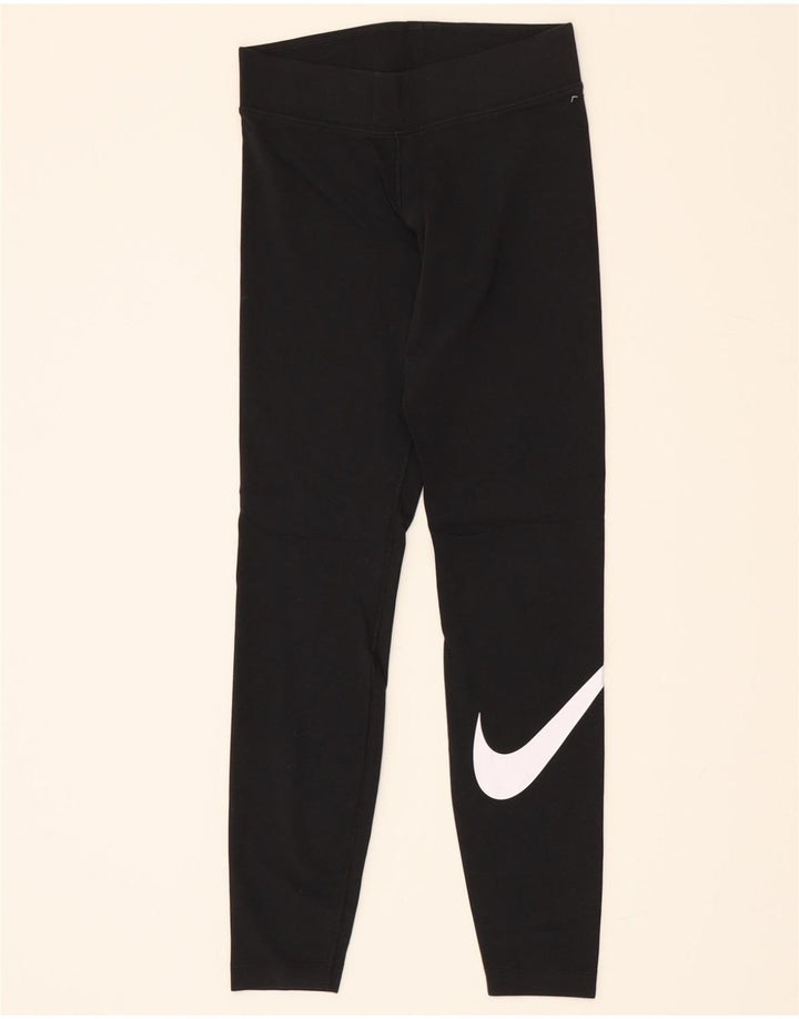 NIKE Womens Graphic Leggings UK 10 Small  Black Cotton Vintage Nike and Second-Hand Nike from Messina Hembry 