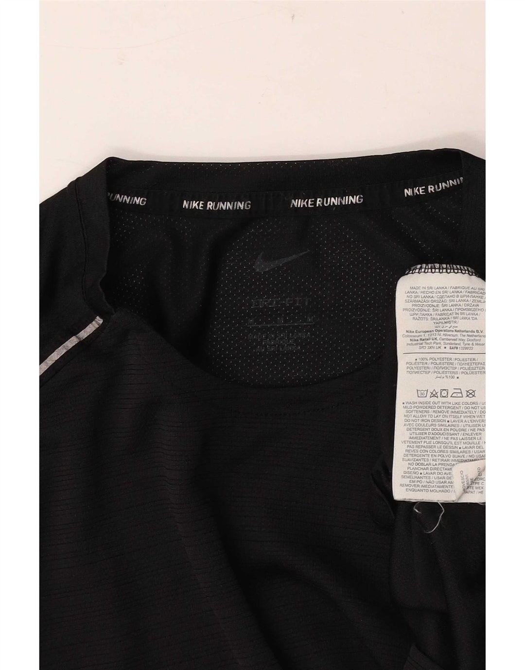 Camiseta Nike Dri Fit para hombre Top mediano negro poliéster a rayas