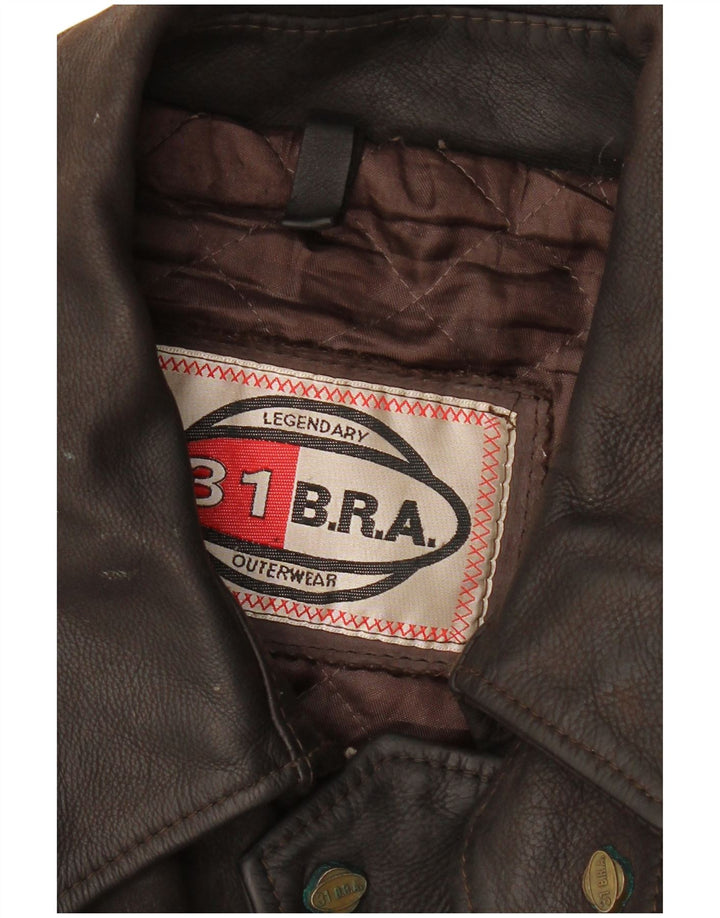 VINTAGE Chaqueta de cuero para hombre Reino Unido 42 XL Marrón