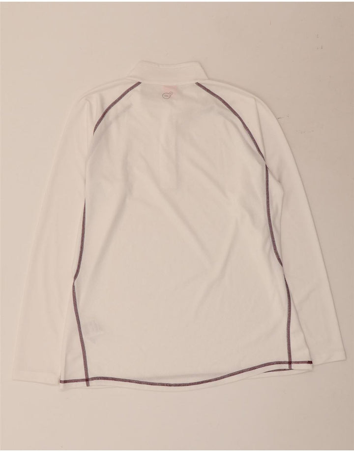 Puma Mujer Zip Neck Jersey Chándal Top UK 16 Grande Poliéster Blanco