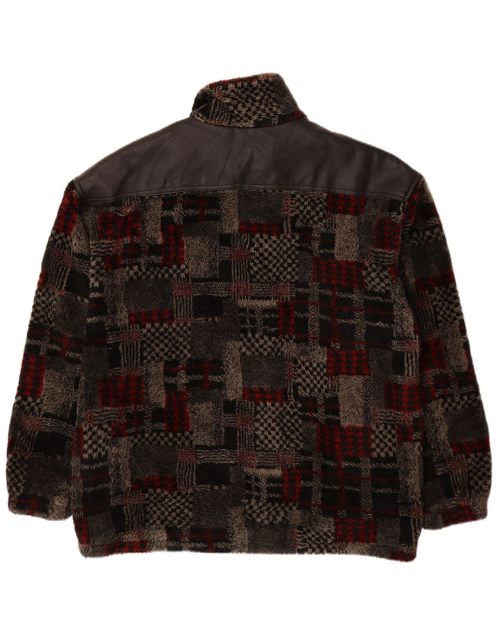 VINTAGE Chaqueta polar para hombre Reino Unido 44 2XL Gris Patchwork