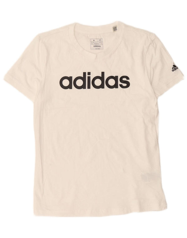Adidas Camiseta gráfica para mujer Top UK 12 Medium White Cotton
