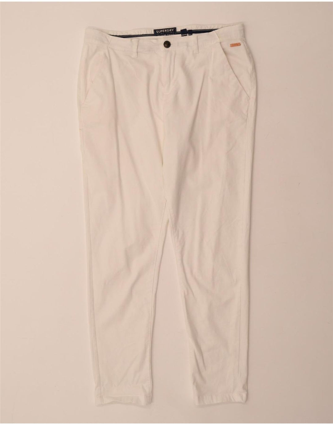 SUPERDRY Pantalones chinos ajustados para mujer UK 40 Large W34 L29 Algodón blanco