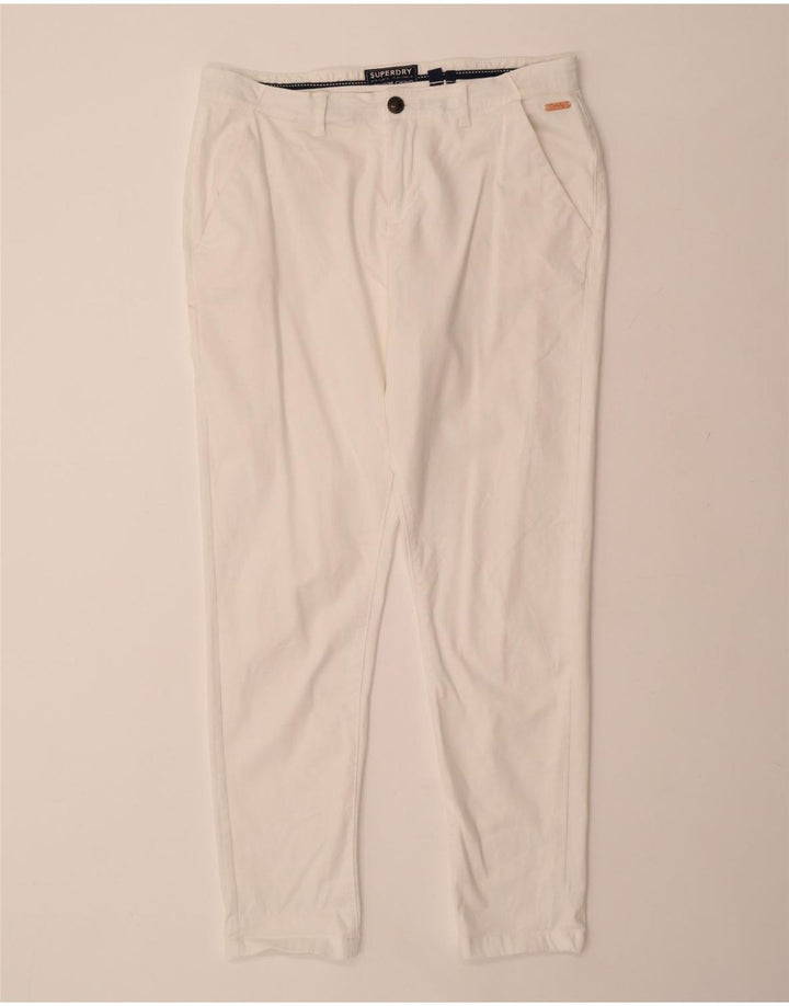 SUPERDRY Pantalones chinos ajustados para mujer UK 40 Large W34 L29 Algodón blanco