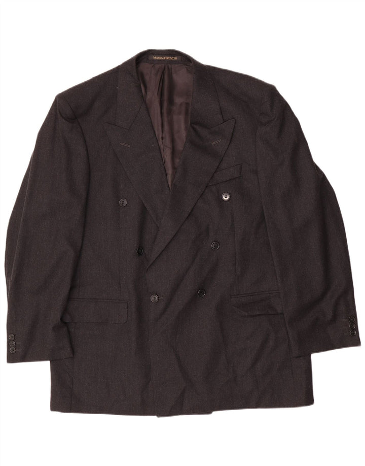 Marks & Spencer Chaqueta tipo blazer con doble botonadura para hombre UK 44 XL Gris Lana virgen