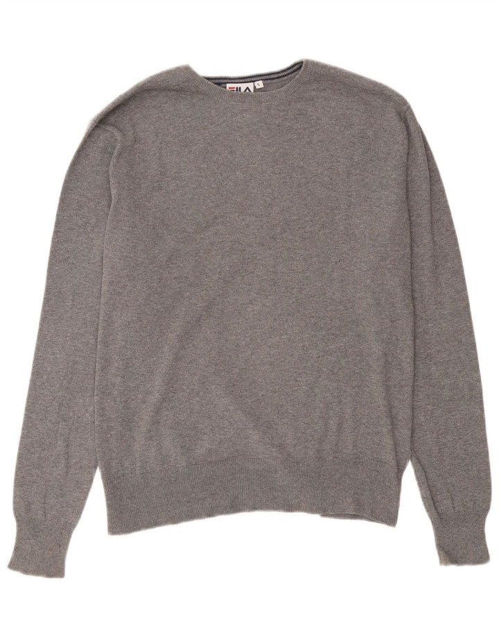 Fila Jersey con cuello barco para hombre, talla pequeña, algodón gris
