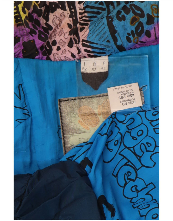Chaqueta de esquí vintage de gran tamaño para mujer IT 52 2XL Azul Animal Print Poliamida