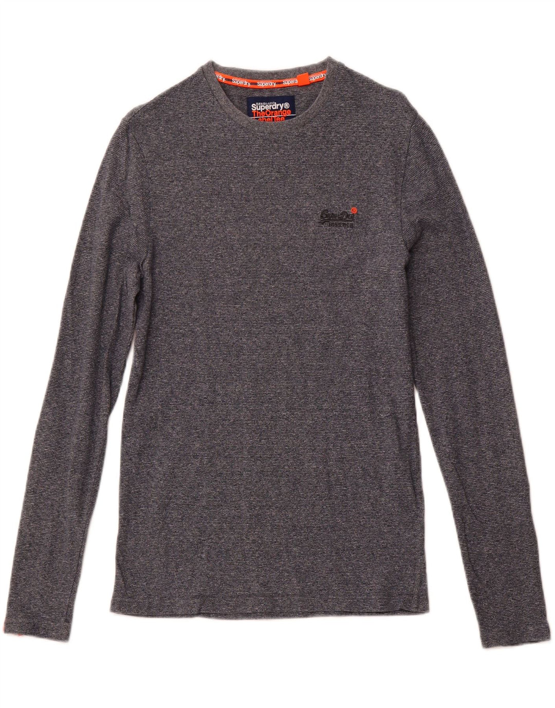 SUPERDRY Hombre Top manga larga pequeño algodón moteado azul marino