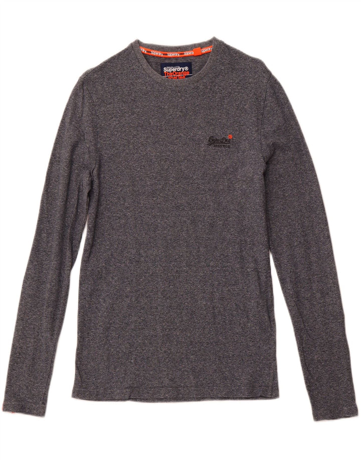 SUPERDRY Hombre Top manga larga pequeño algodón moteado azul marino