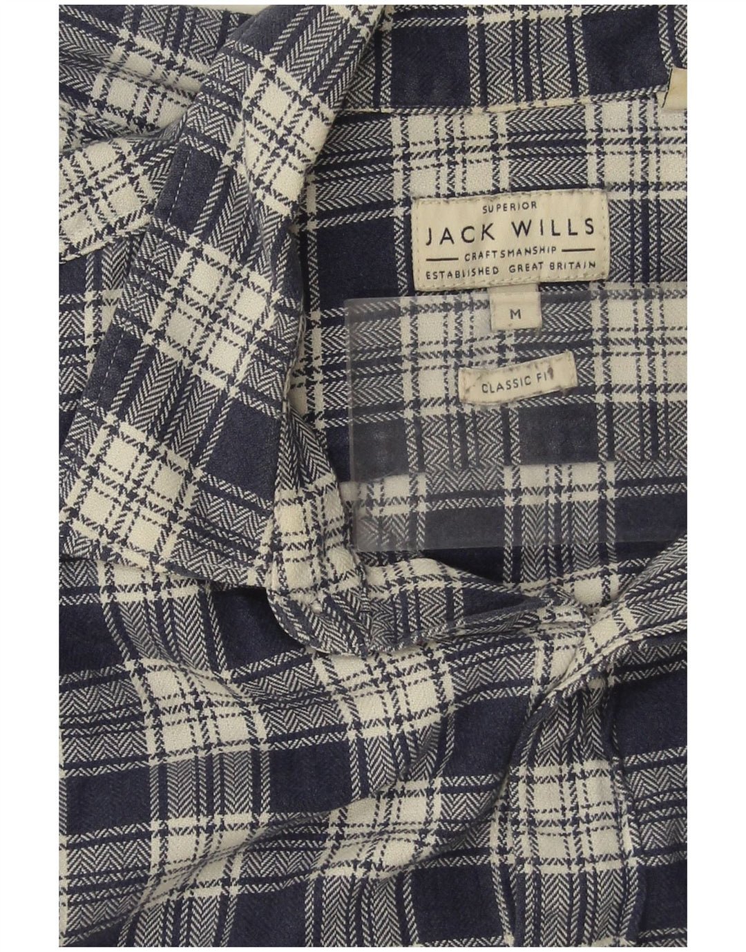 JACK WILLS Camisa de franela de corte clásico para hombre Algodón a cuadros azul marino mediano