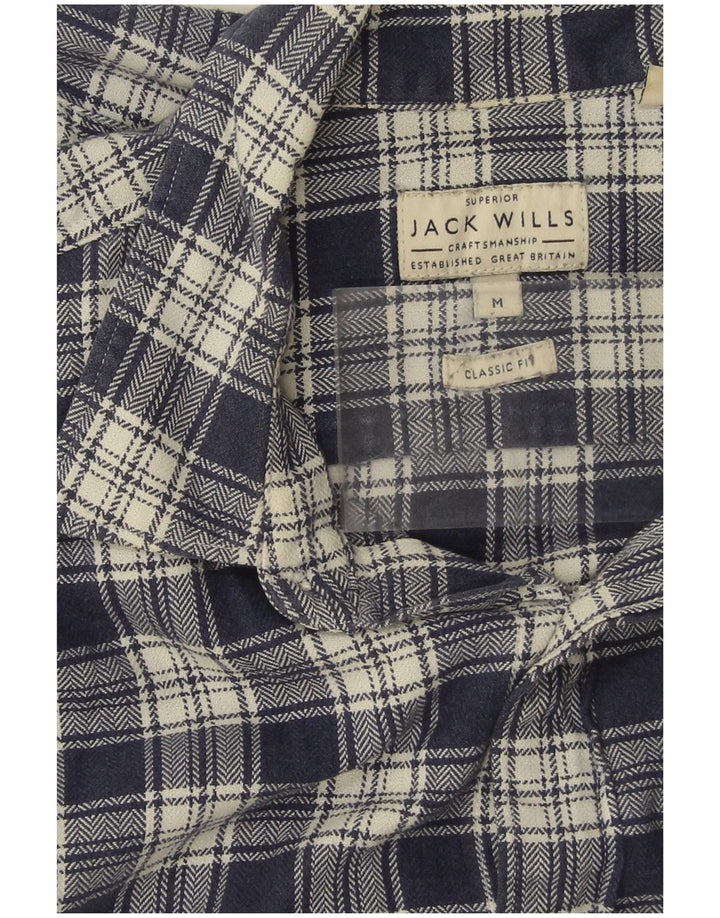 JACK WILLS Camisa de franela de corte clásico para hombre Algodón a cuadros azul marino mediano