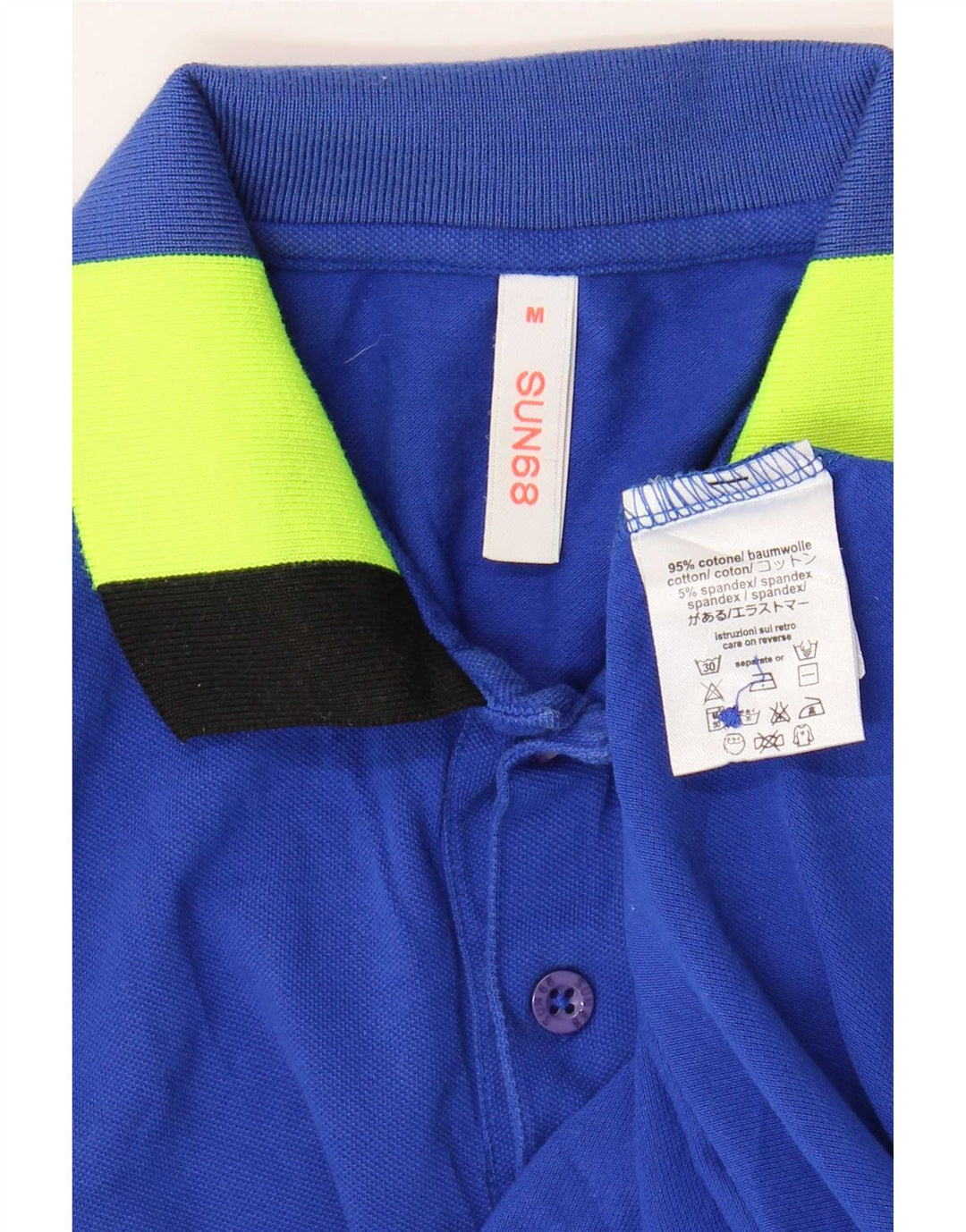 Polo Sun68 para hombre de algodón a rayas azul medio