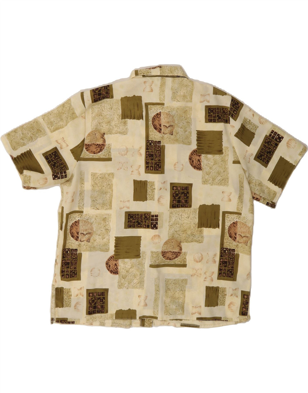 MICHAEL GOLD Womens Short Sleeve Shirt Blouse UK 18 XL Green Patchwork Vintage Michael Gold and Second-Hand Michael Gold from Messina Hembry 