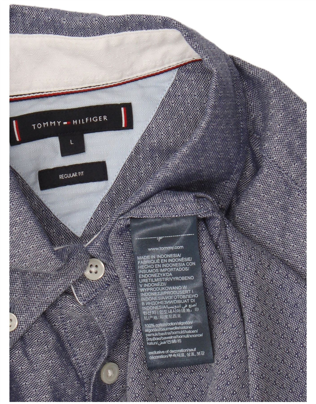 Tommy Hilfiger Camisa Regular Fit para Hombre Grande Algodón Azul Marino