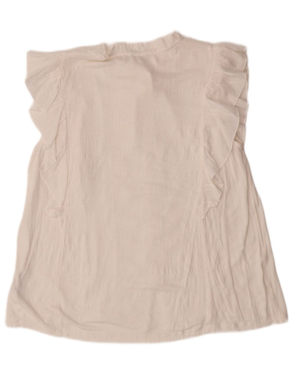 MONSOON Blusa camisera de manga corta para mujer UK 44 Viscosa blanca mediana