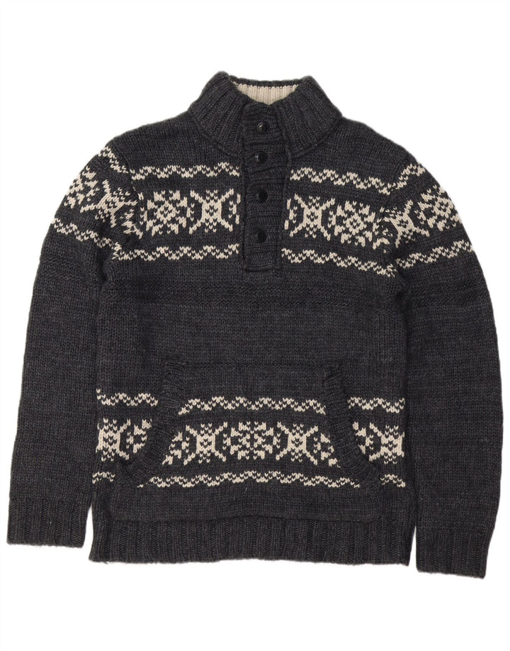 Dockers Suéter tipo jersey con cuello y botones para hombre Acrílico gris Fair Isle grande