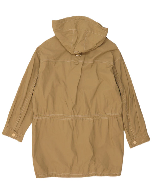 Vintage mujer con capucha chaqueta parka de gran tamaño Reino Unido 8 pequeño algodón beige