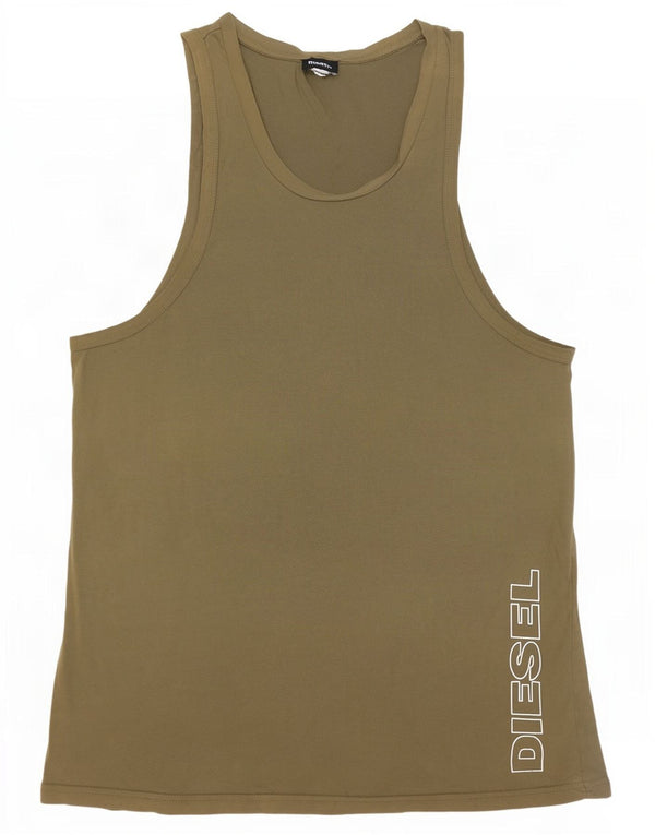 Diesel Hombre Gráfico Chaleco Top Grande Caqui