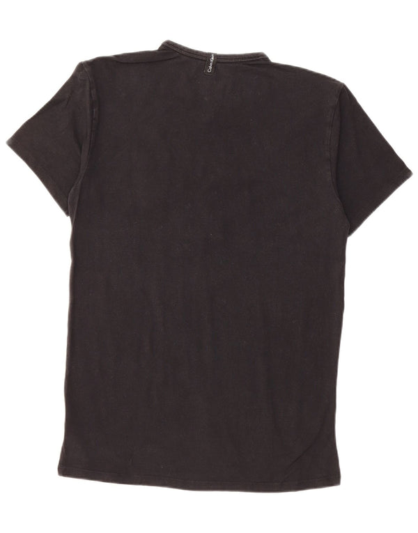 CALVIN KLEIN Mens Graphic T-Shirt Top Small Black Cotton