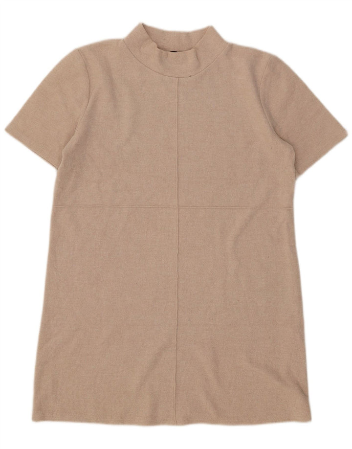 Zara Vestido recto para mujer UK 46 Grande Algodón beige