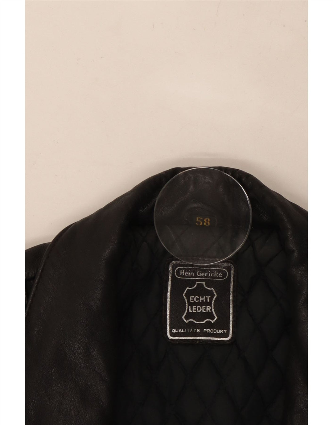 HEIN GERICKE Chaqueta motera de cuero para hombre UK 38 Medium Black Leather