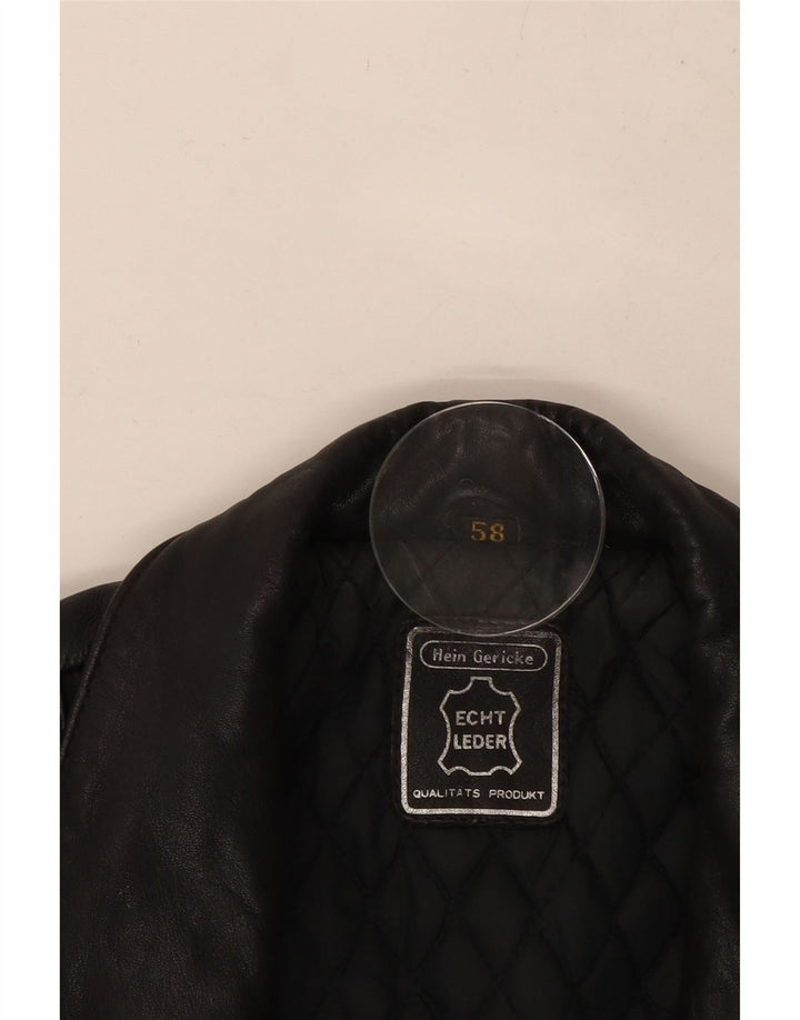 HEIN GERICKE Chaqueta motera de cuero para hombre UK 38 Medium Black Leather
