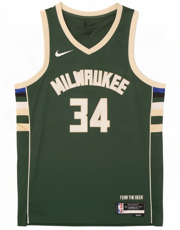 Camiseta sin mangas con gráfico Milwaukee 34 de Nike para hombre, tamaño grande, color verde, poliéster