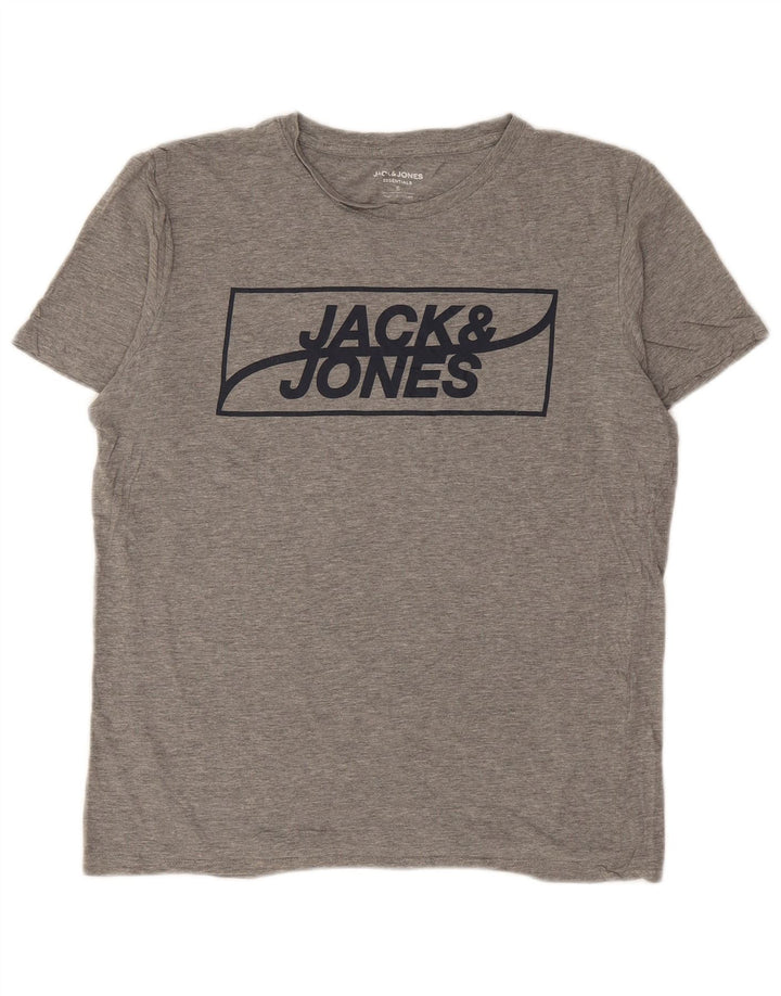 Jack & Jones Hombre Camiseta Gráfica Top Small Gris Algodón