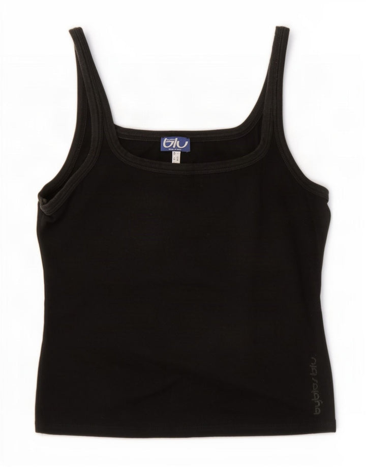 Byblos Top corto de tirantes para mujer UK 46 Grande Algodón negro
