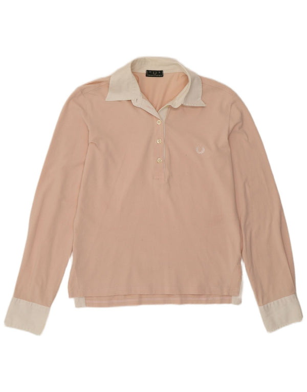 Fred Perry Polo De Rugby De Manga Larga Para Mujer UK 44 Grande Color Rosa