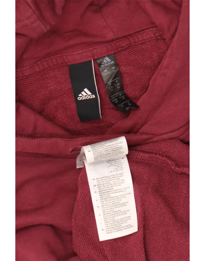 ADIDAS Jersey con capucha para mujer de gran tamaño con gráfico recortado Reino Unido 8/10 Pequeño Borgoña