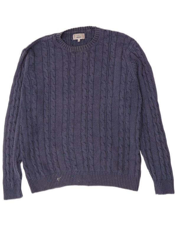 Marks & Spencer Suéter tipo jersey con cuello redondo y ajuste regular para hombre XL Azul marino