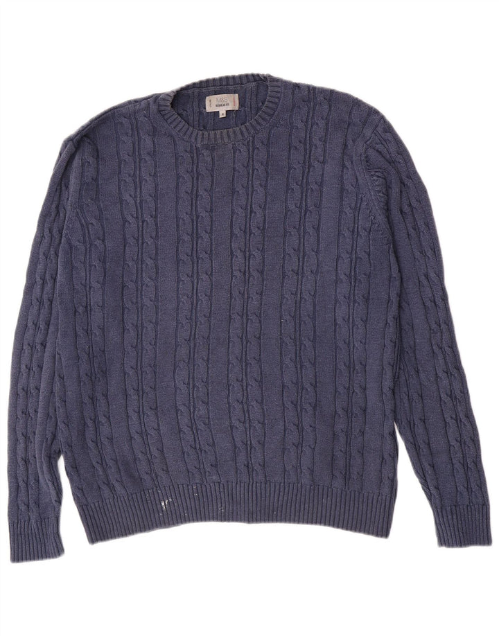 Marks & Spencer Suéter tipo jersey con cuello redondo y ajuste regular para hombre XL Azul marino