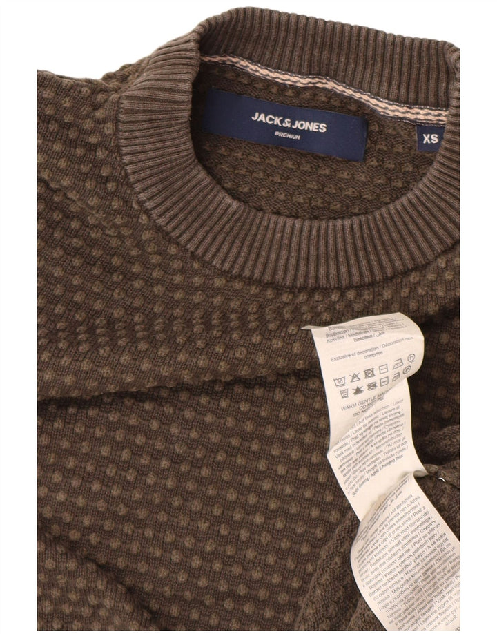 JACK & JONES Jersey de cuello redondo para hombre XS Algodón con manchas caqui