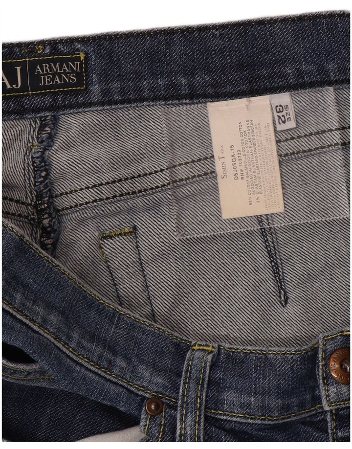 Armani Hombre Shorts Vaqueros W32 Algodón Azul Medio