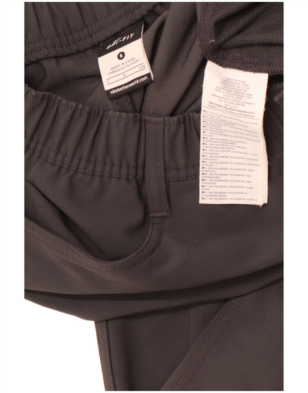 NIKE Pantalones casuales rectos Dri Fit para hombre pequeños W27 L31 poliéster gris