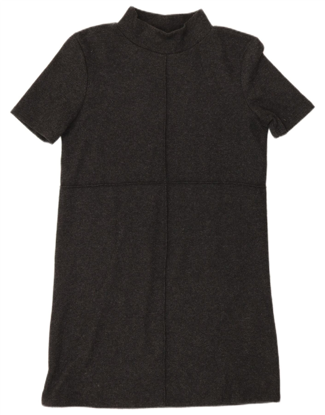 Zara Mujer Vestido Jersey De Manga Corta UK 40 Pequeño Poliéster Gris
