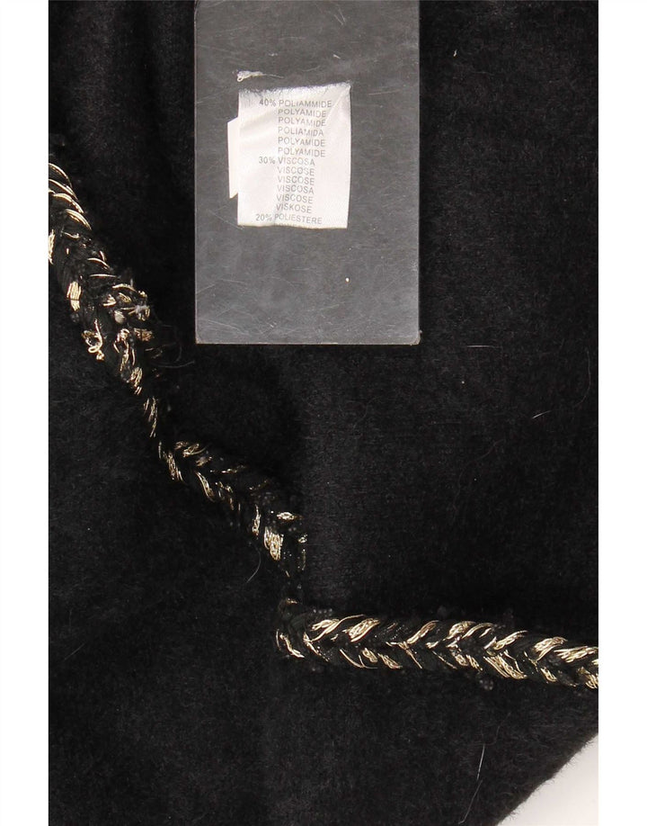 Vintage mujer Cardigan suéter Reino Unido 12 medio negro poliamida