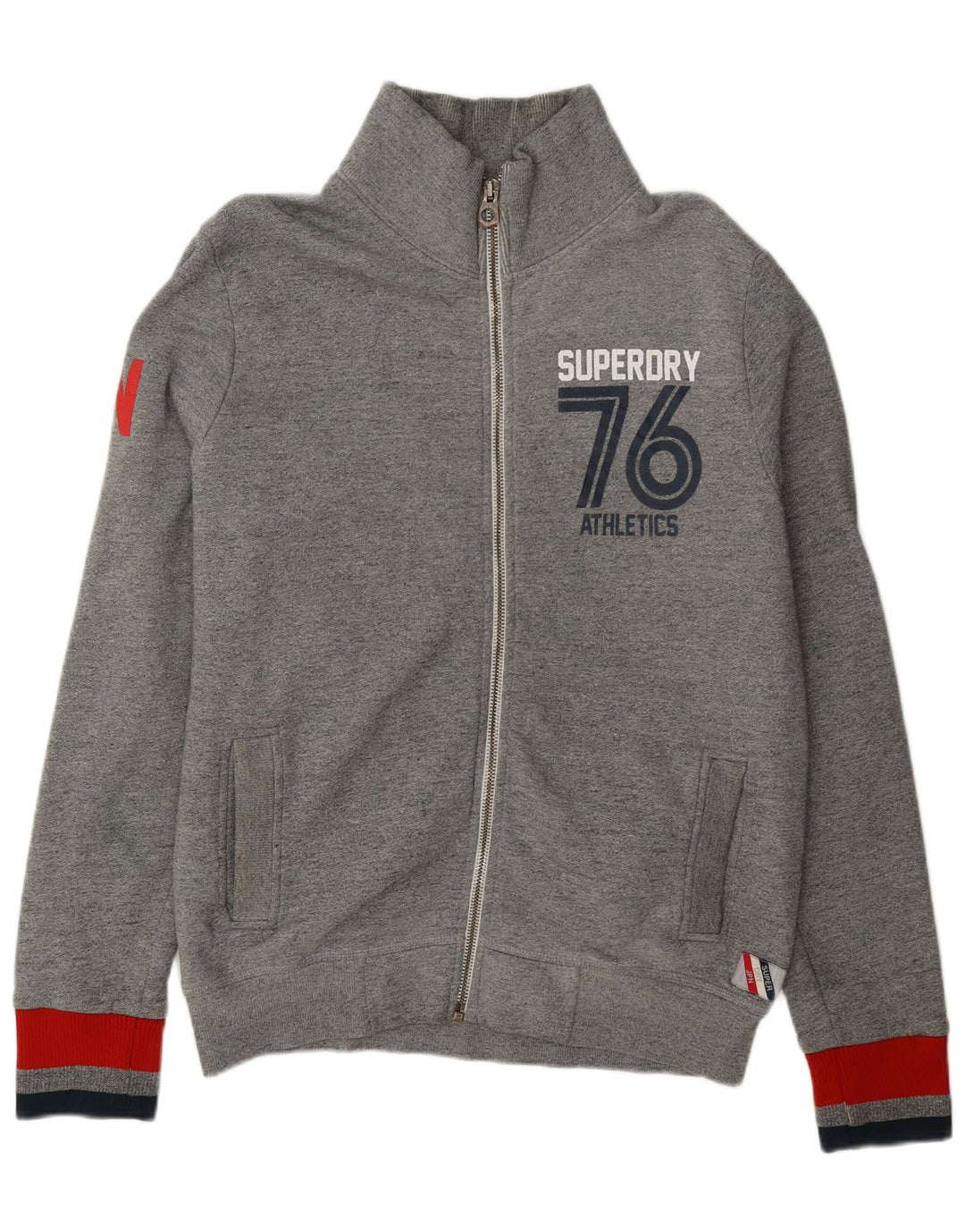 Superdry Chaqueta de chándal con gráfico gráfico para hombre, talla 2XL, algodón gris con bloques de color