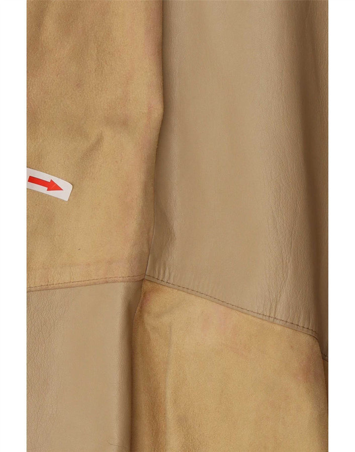 Falda acampanada de cuero vintage para mujer IT 42 Medio W26 Bloque de color beige