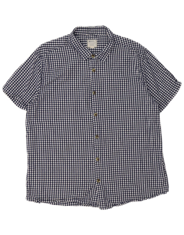Camisa de manga corta para hombre Mountain Warehouse 2XL Algodón a cuadros azul marino