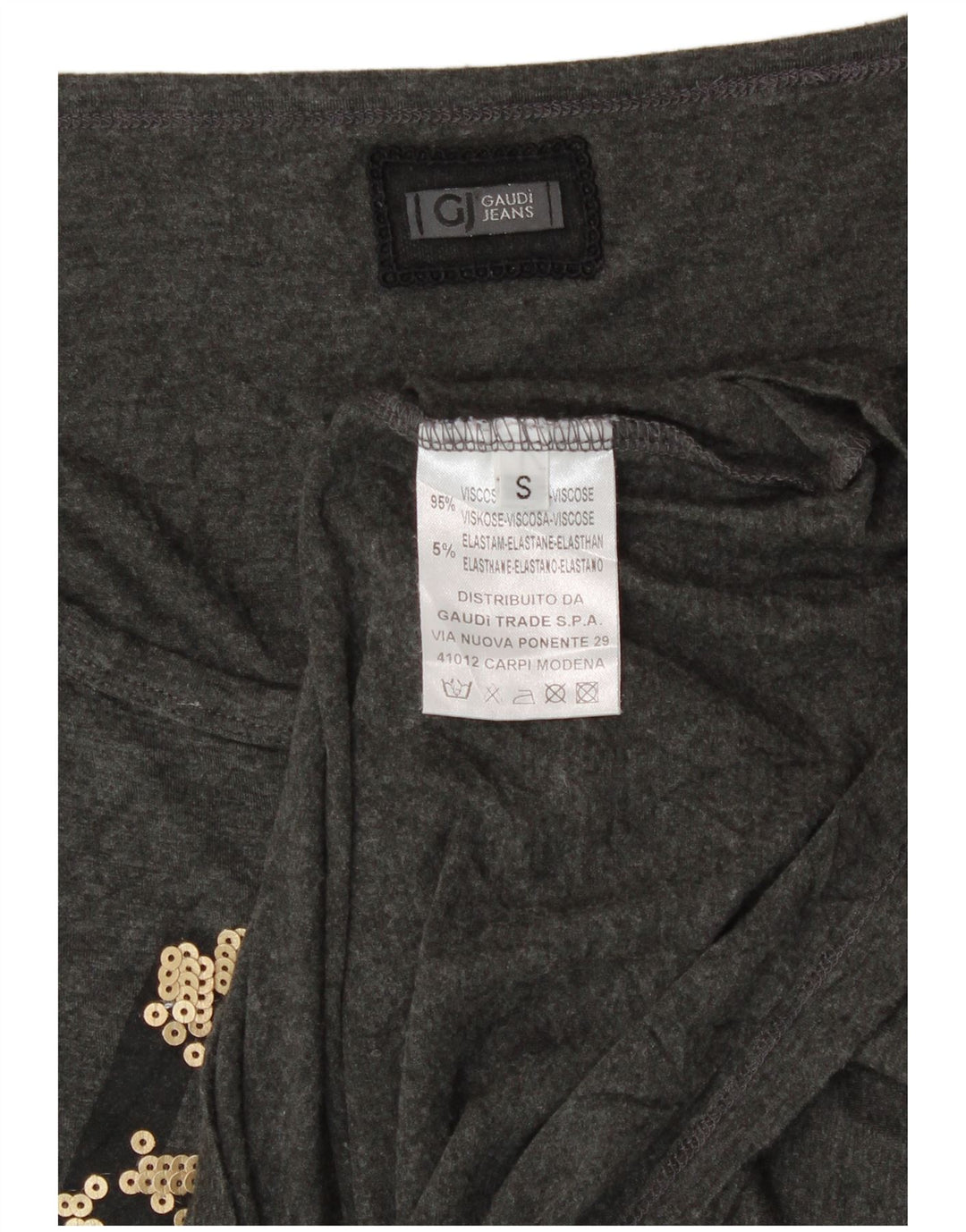 Gaudí Top gráfico extragrande para mujer manga larga UK 10 Small Grey Viscosa