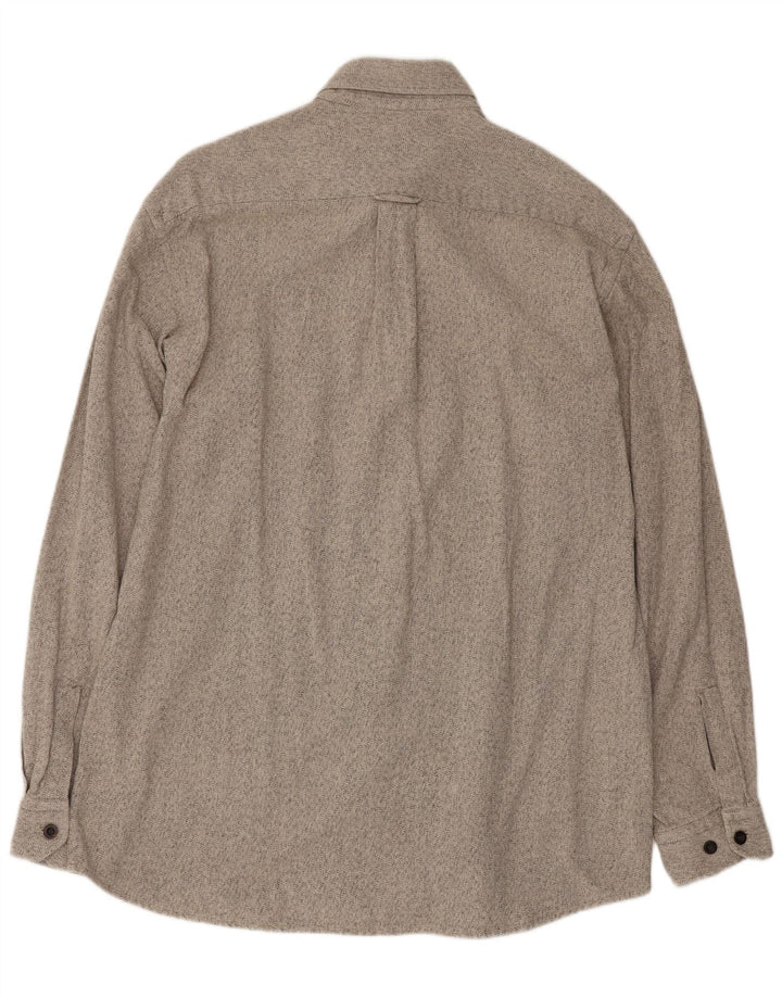 Hugo Boss Hombre Camisa de franela de algodón moteado gris grande