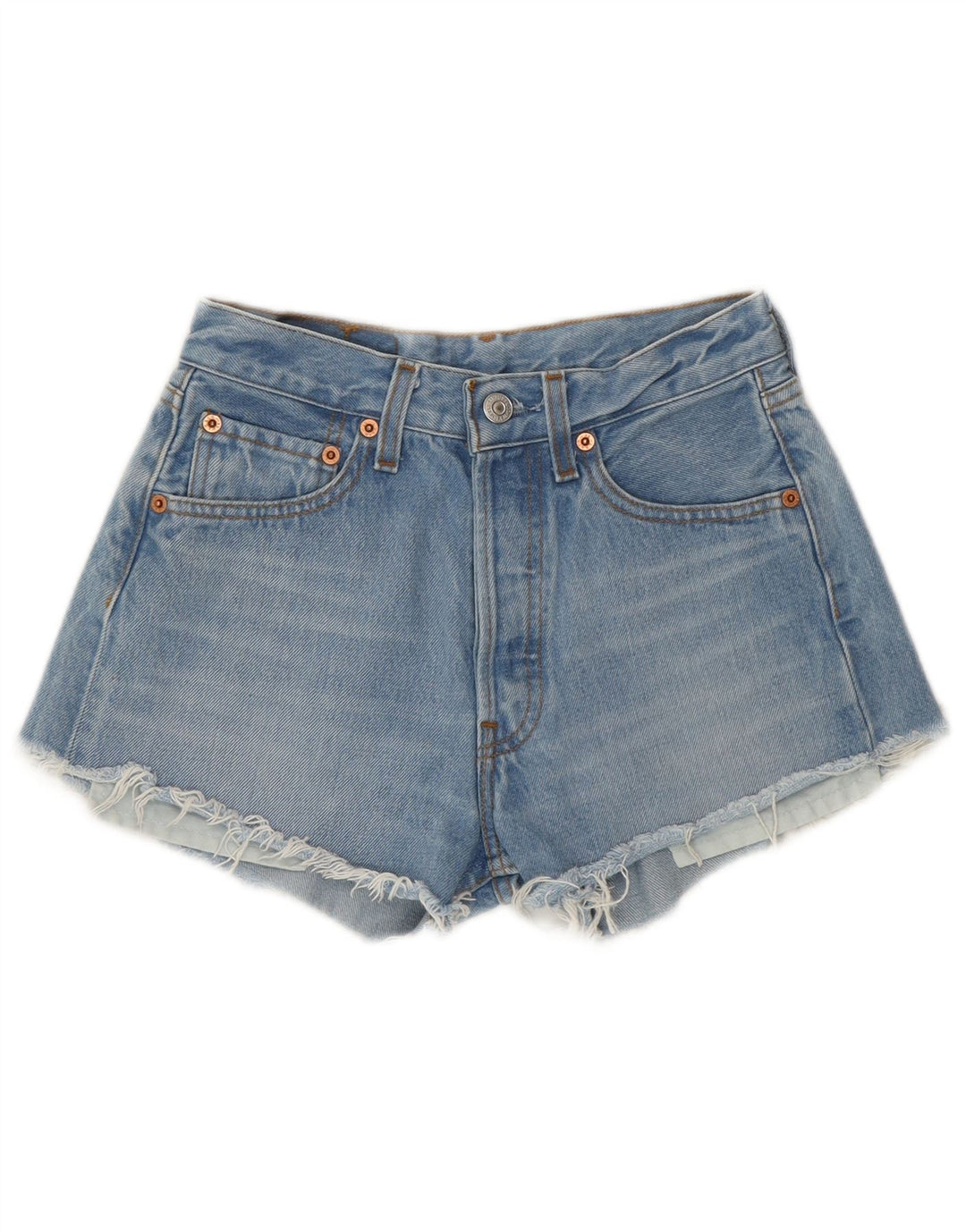 LEVI'S Mujer 501 Shorts De Mezclilla W27 Pequeño Azul Rayado Clásico