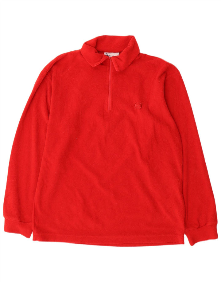 Sergio Tacchini Jersey de forro polar con cuello y cremallera para hombre pequeño poliéster rojo