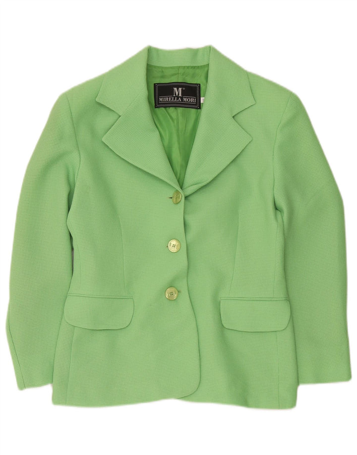 Mirella Mori Chaqueta tipo blazer de 3 botones para mujer Reino Unido 44 Algodón verde medio
