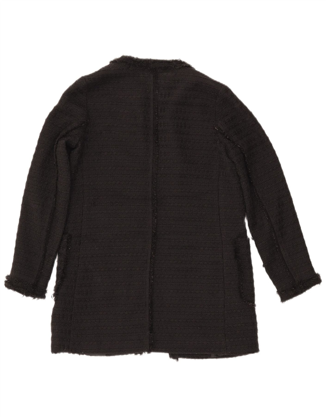 ZARA Chaqueta tipo blazer abierta larga para mujer UK 10 Small Poliéster negro
