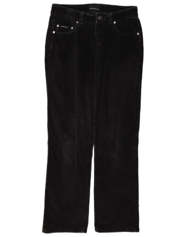 Pantalones Calvin Klein De Pana Rectos Para Mujer W27 L28 Algodón Negro