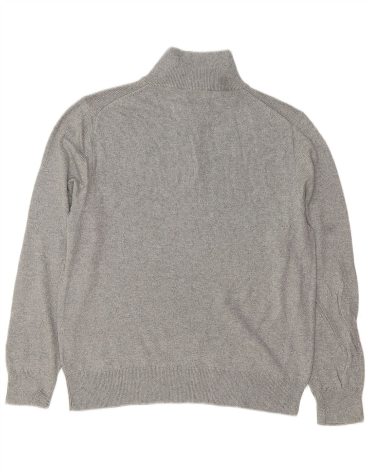 J. CREW Suéter tipo jersey con cuello y cremallera para hombre, algodón gris grande